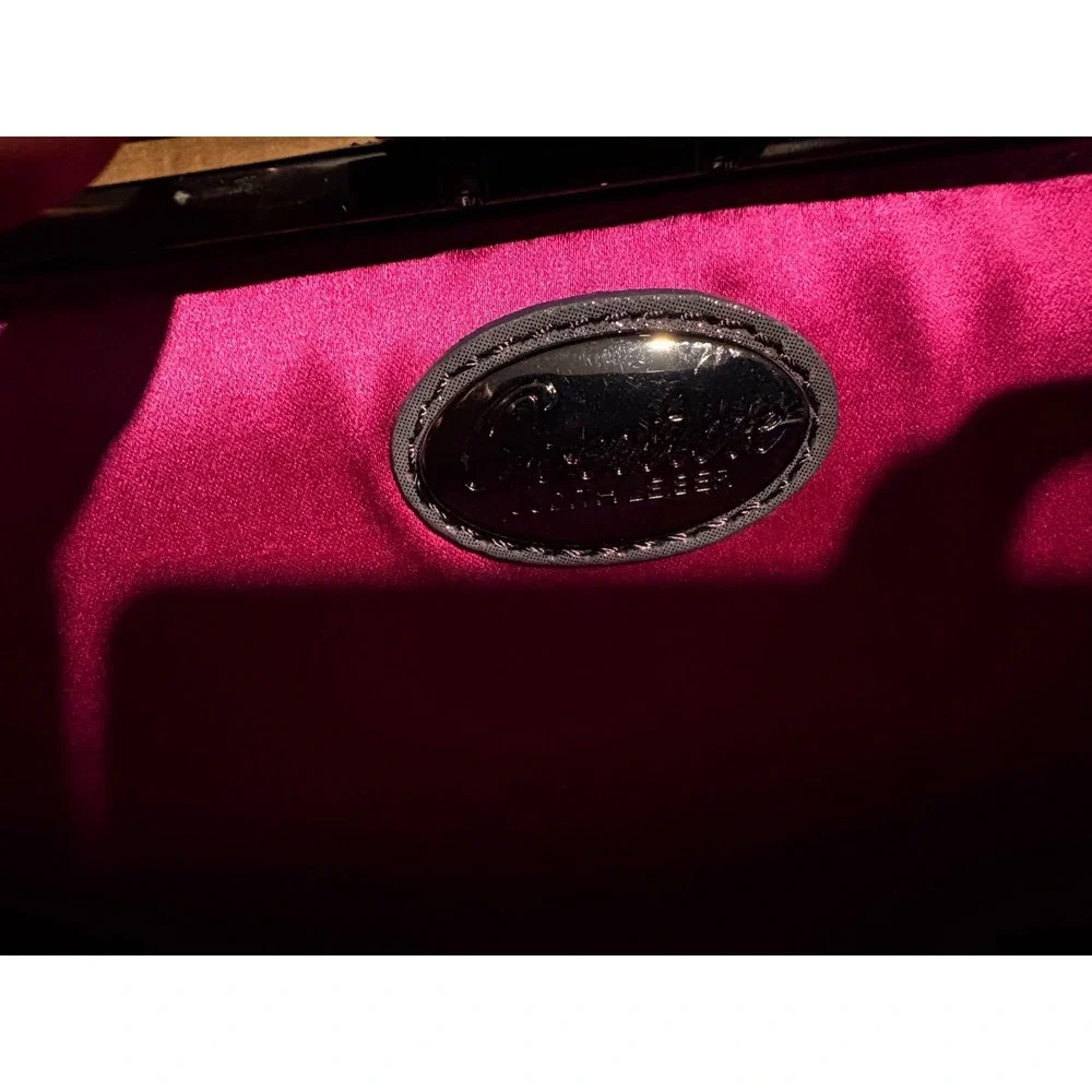 Judith Leiber Overture Carrie Clutch Evening Purple Suede Leather Bag